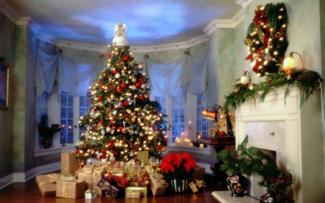 Обои картинки фото праздничные, Ёлки, подарки, елка