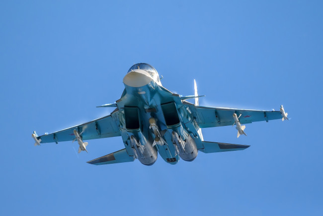 Обои картинки фото su-34, авиация, боевые самолёты, россия, ввс