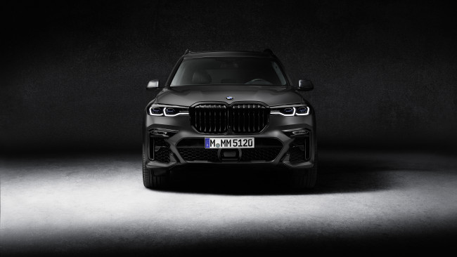 Обои картинки фото bmw x7 m50i edition dark shadow 2020, автомобили, bmw, внедорожник, x7, m50i, edition, dark, shadow, 2020, вид, спереди