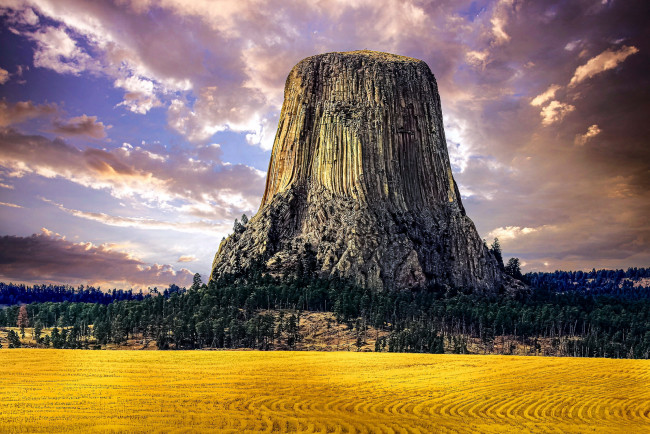 Обои картинки фото devils tower national monument, wyoming, природа, горы, devils, tower, national, monument