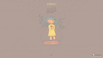 Картинка календари рисованные векторная графика девочка волосы сердце спасибо