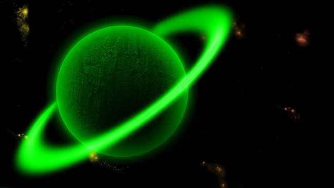 Обои картинки фото космос, сатурн, тёмный, зелёный
