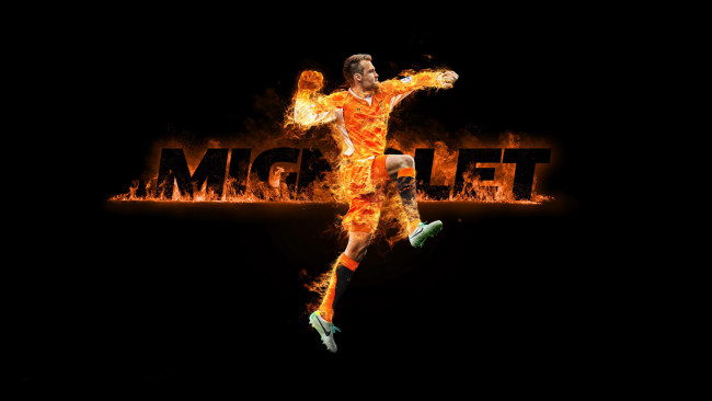 Обои картинки фото спорт, футбол, игрок, огонь