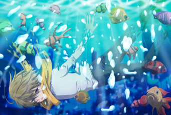 Картинка аниме dyurarara пузыри рыбы kida masaomi вода парень арт дюрарара