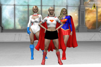 Картинка 3д+графика фантазия+ fantasy девушки взгляд супермены