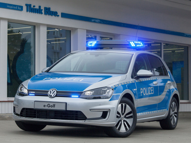 Обои картинки фото автомобили, полиция, volkswagen, e-golf, polizei, 2014