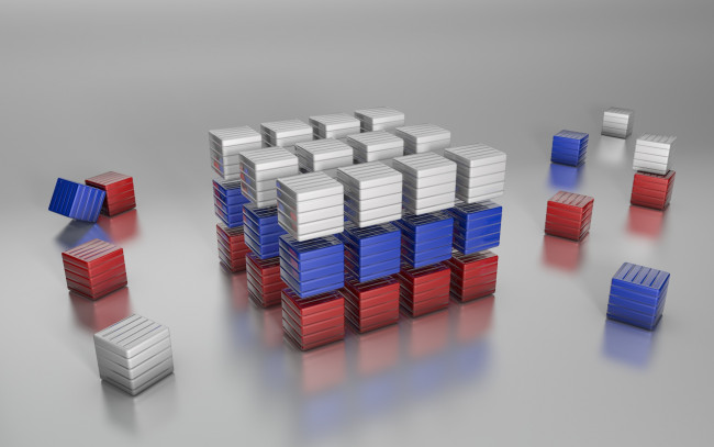 Обои картинки фото тирколор кубики, 3д графика, моделирование , modeling, триколор, 3д, графика, абстракция