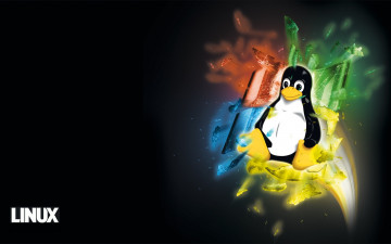 Картинка компьютеры linux пингвин фон логотип
