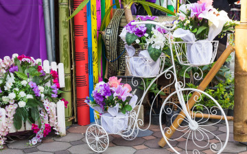 Картинка разное ремесла +поделки +рукоделие flowers цветы букет флористика велосипед