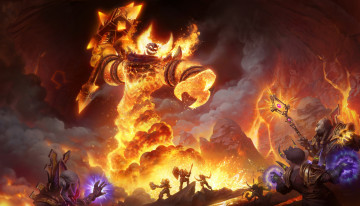 Картинка видео+игры world+of+warcraft бой пламя фон существо