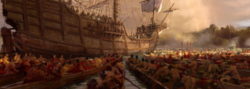 обоя видео игры, age of empires iii,  the warchiefs, корабль, лодки