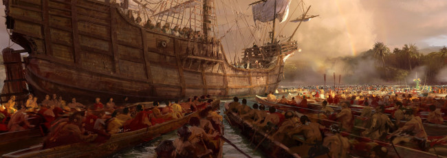 Обои картинки фото видео игры, age of empires iii,  the warchiefs, корабль, лодки
