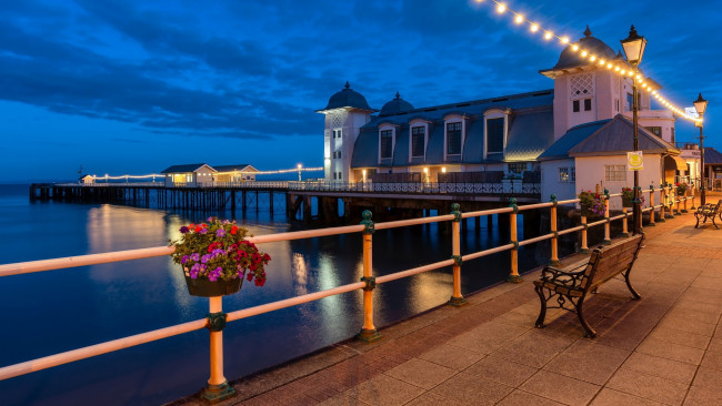 Обои картинки фото penarth, wales, города, - огни ночного города