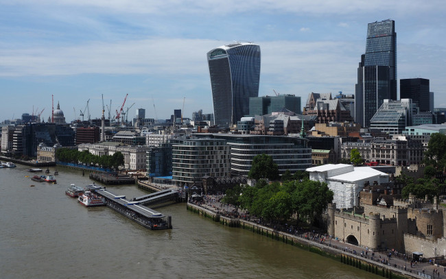 Обои картинки фото города, лондон , великобритания, река, набережная, панорама