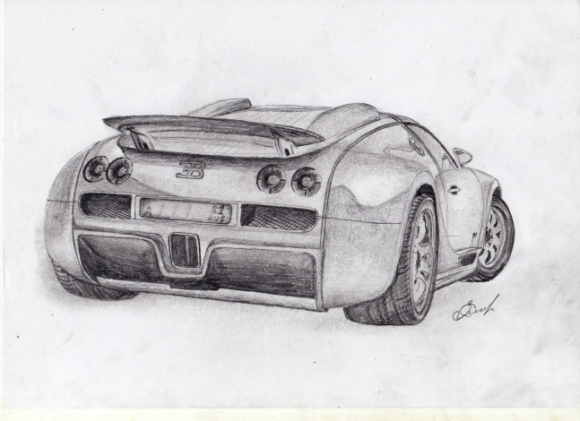 Обои картинки фото bugatti, veyron, автомобили, рисованные, злобин, карандаш, рисунок