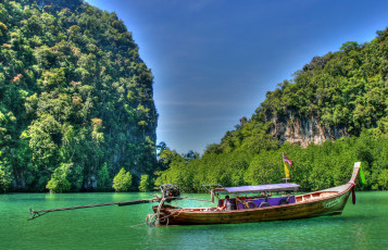 Картинка остров krabi таиланд корабли лодки шлюпки горы лодка море