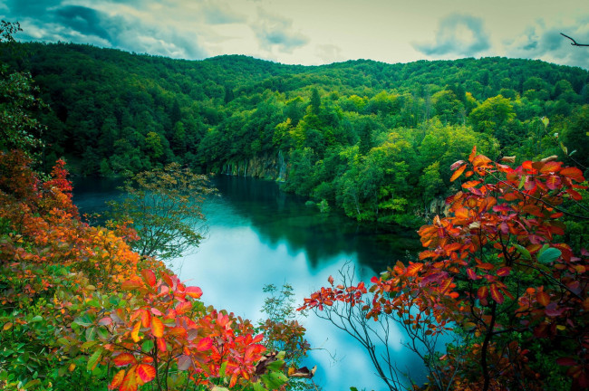 Обои картинки фото польша, озеро, stary, las, природа, реки, озера, лес, осень