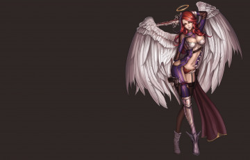 Картинка фэнтези ангелы эротика оружие арт нимб поза ангел крылья взгляд фон