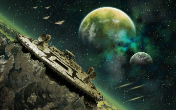 Картинка 3д+графика фантазия+ fantasy звездолёты станция космос арт