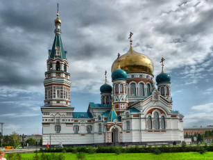 обоя успенский собор омск, города, - православные церкви,  монастыри, храм, россия, омск, успенский, собор