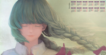 Картинка календари аниме лицо анфас коса девушка
