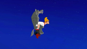Картинка мультфильмы иван+царевич+и+серый+волк+2 небо полет парень шлем волк