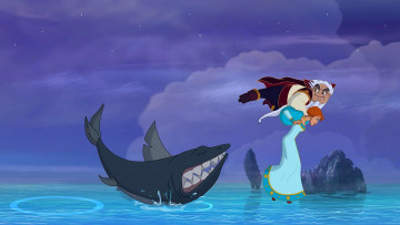 Картинка мультфильмы иван+царевич+и+серый+волк+2 полет борода водоем акула мужчина девушка