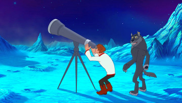 Картинка мультфильмы иван+царевич+и+серый+волк+2 подзорная труба планета волк парень