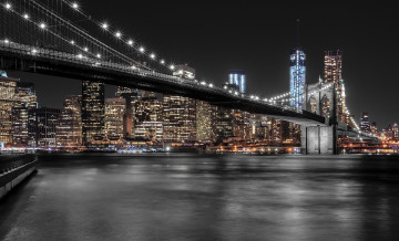 обоя manhattan skyline,  new york, города, нью-йорк , сша, панорама, ночь, небоскребы