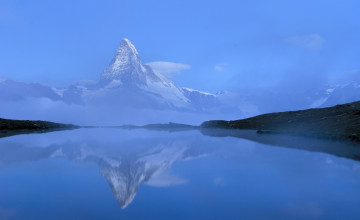 Картинка маттерхорн +пеннинские+альпы +вале +швейцария природа реки озера туман озеро скала снег гора