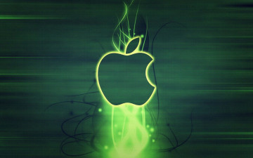 Картинка компьютеры apple свечение логотип яблоко бренд