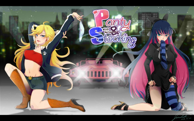 Обои картинки фото аниме, panty, stocking, with, garterbelt