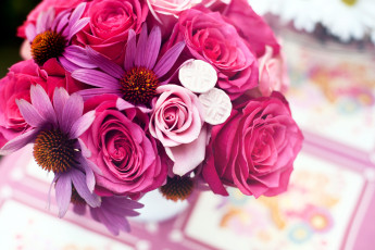 Картинка цветы букеты композиции розовый яркий