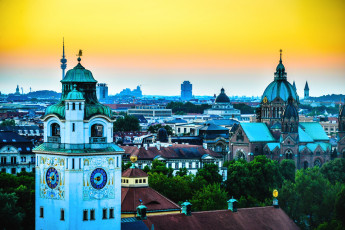 Картинка мюнхен германия города панорамы крыши
