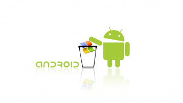 Картинка компьютеры android логотип корзина фон