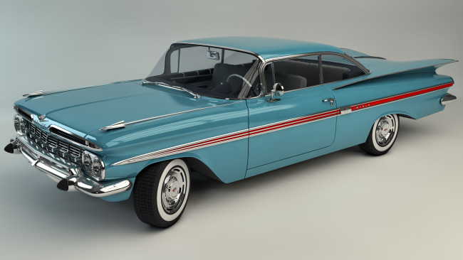 Обои картинки фото автомобили, 3д, impala, chevrolet, 1959
