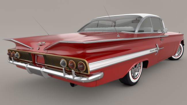 Обои картинки фото автомобили, 3д, impala, chevrolet, 1960