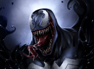 Картинка рисованное комиксы venom eddie brock symbiote язык
