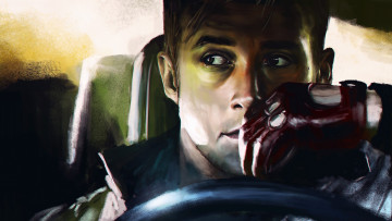Картинка рисованное кино ryan gosling райан гослинг актер drive драйв мужчина лицо перчатка