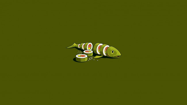 Обои картинки фото рисованное, минимализм, рыба, фон, суши