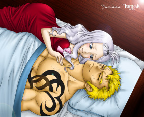 Картинка аниме unknown +другое фон девушка взгляд подушка кровать парень