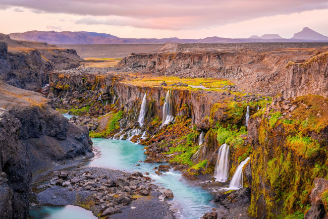 Обои картинки фото sigoldugljur falls, valley of tears, iceland, природа, водопады, sigoldugljur, falls, valley, of, tears