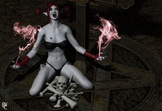 Картинка 3д графика horror ужас магия эльф череп