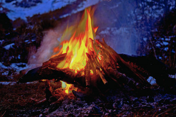 Картинка природа огонь вечер костёр