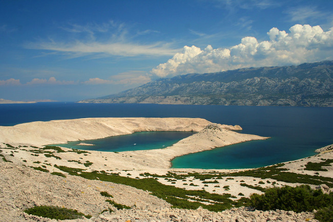 Обои картинки фото хорватия, природа, побережье, лагуна, горы, море