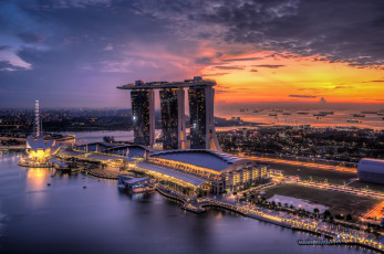 обоя города, сингапур, марина-бей, ночь, огни