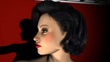 Картинка 3д+графика portraits+ портрет девушка лицо тень