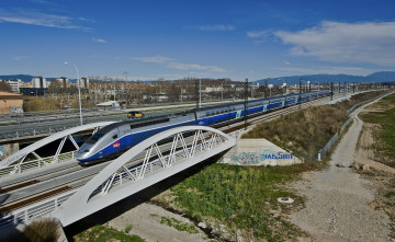Картинка техника поезда поезд скоростной мост рельсы железная дорога