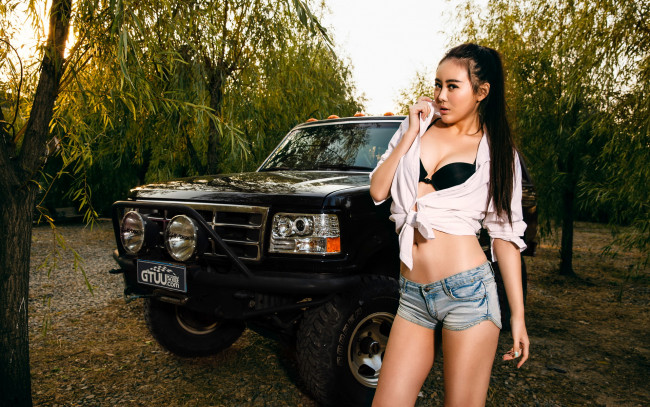 Обои картинки фото автомобили, авто с девушками, автомобиль, азиатка, девушка