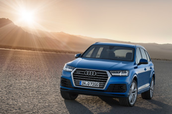 обоя автомобили, audi, quattro, tfsi, q7, синий, 2015г, s, line